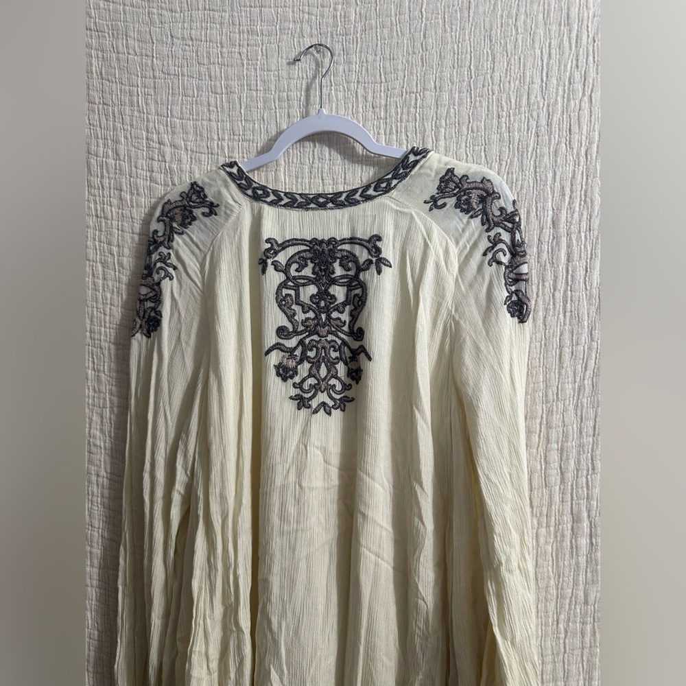 Free People Embroidered Cream Dress Sz large - Picture 5 of 5